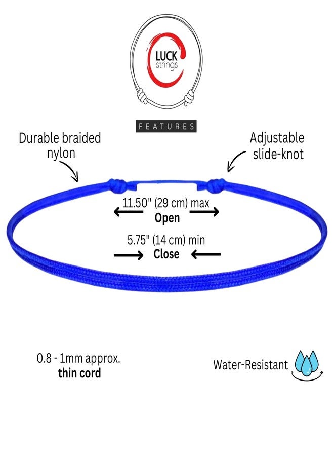 Luck Strings Thin Royal Blue Cord Bracelet for Men Women Teen Unisex Adult - Waterproof Nylon Surfer String Friendship Bracelets Summer Beach Accessories - Image 3